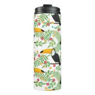 Tropical bird seamless pattern background. Toucan Thermal Tumbler