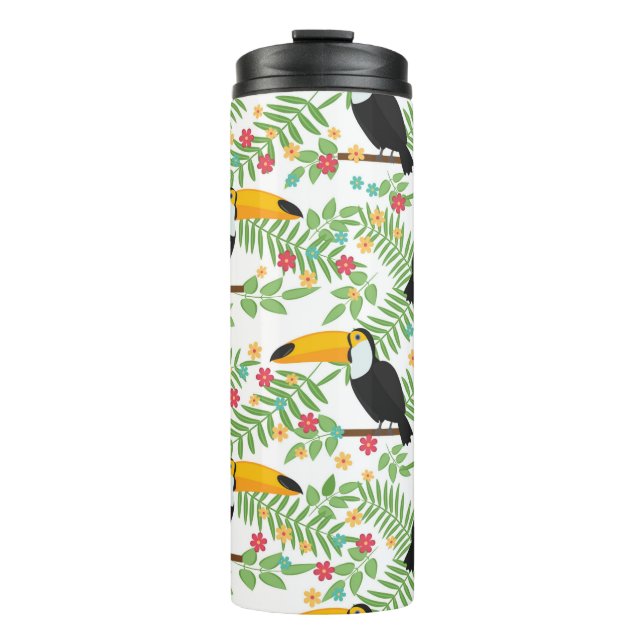 Tropical bird seamless pattern background. Toucan  Thermal Tumbler (Front)