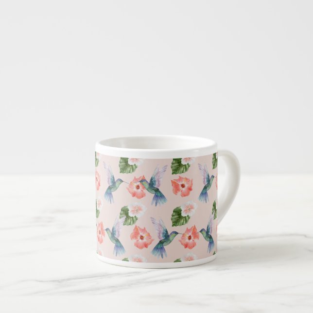 Tropical Bird Series : Hummingbird Design 4 Tissue Espresso Cup (Front Right)