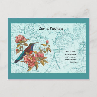 Tropical Bird Travel World Map Carte Postale Postcard