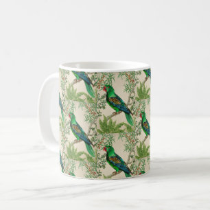 Tropical Bird Vintage Art Print with Foliage  Coffee Mug