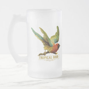 Tropical Bird Vintage Cigar Brand Stamp Frosted Glass Beer Mug