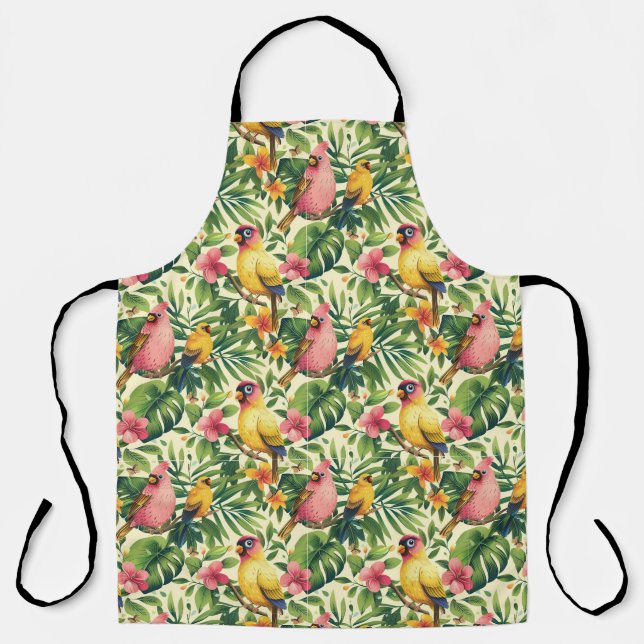 Tropical Birds and Butterflies Kitchen  Apron (Front)