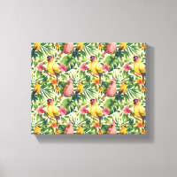 Tropical Birds and Flowers Canvas Print Wall Art