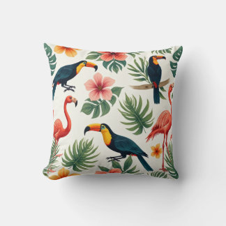 Tropical Birds and Flowers Pattern cushion