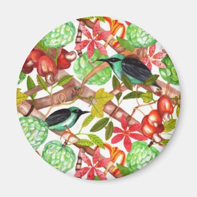 Tropical birds and Fruits Magnet (Front)