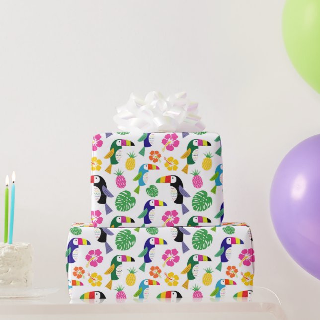 Tropical Birds and Pineapples  Wrapping Paper (Party Gifts)