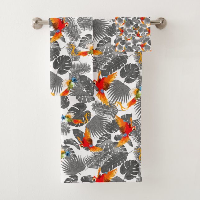 tropical birds bath towel set (Insitu)