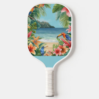 Tropical, Birds, Blooms and Beach  Pickleball Paddle