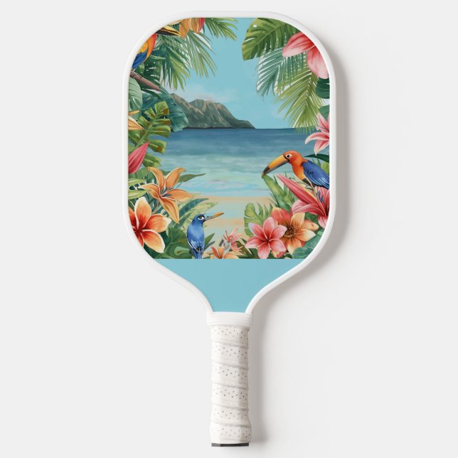 Tropical, Birds, Blooms and Beach  Pickleball Paddle (Front)