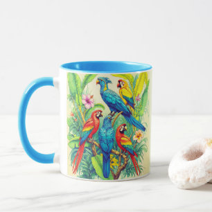 Tropical Birds Botanical Illustration Mug
