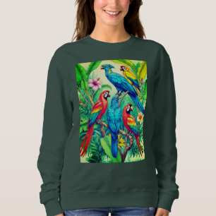 Tropical Birds Botanical Illustration Sweatshirt