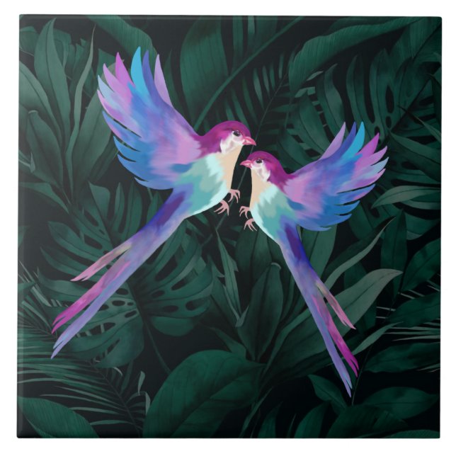 Tropical Birds Ceramic Tile (Front)