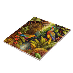 Tropical Birds Ceramic Tile