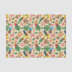 Tropical Birds Colourful Floral Pattern Tissue Paper