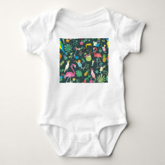 Tropical Birds Drinks: Vibrant Seamless. Baby Bodysuit