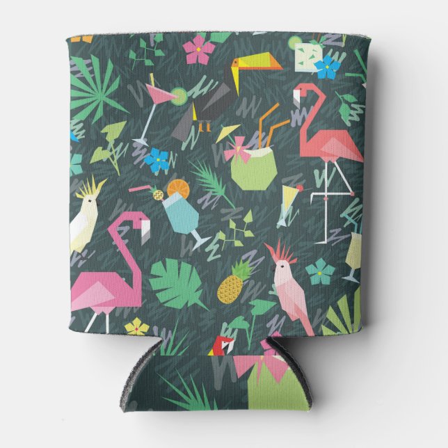 Tropical Birds Drinks: Vibrant Seamless. Can Cooler (Front)