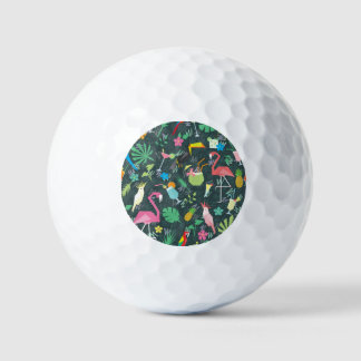 Tropical Birds Drinks: Vibrant Seamless. Golf Balls