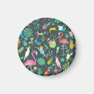 Tropical Birds Drinks: Vibrant Seamless. Magnet