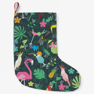 Tropical Birds Drinks: Vibrant Seamless. Small Christmas Stocking