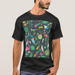 Tropical Birds Drinks: Vibrant Seamless. T-Shirt