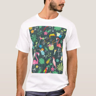 Tropical Birds Drinks: Vibrant Seamless. T-Shirt