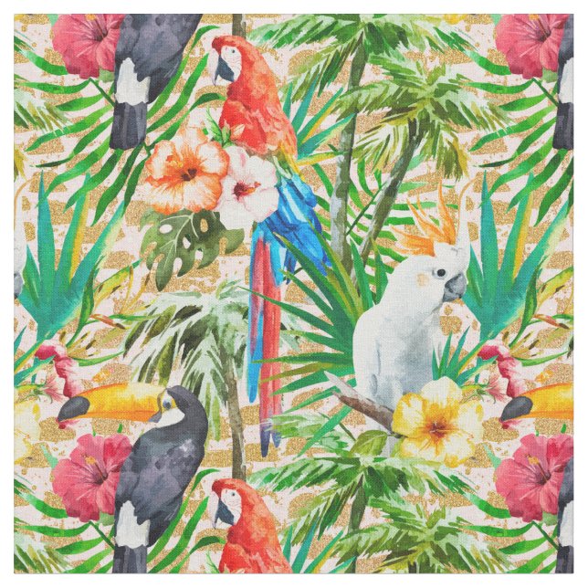 Tropical Birds Fabric (Close Up)