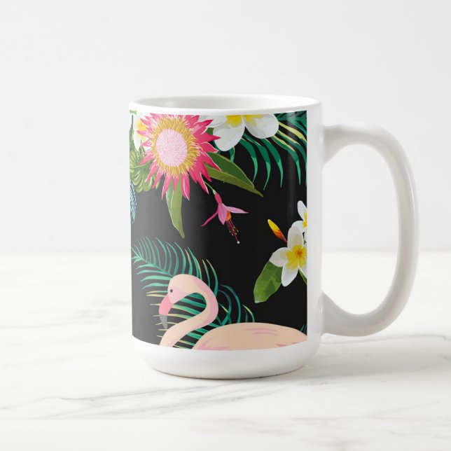 Tropical Birds Flowers Flamingo Watery Landscape Coffee Mug (Right)
