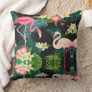Tropical Birds Flowers Flamingo Watery Landscape Cushion