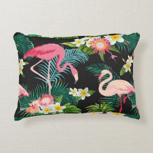 Tropical Birds Flowers Flamingo Watery Landscape Decorative Cushion
