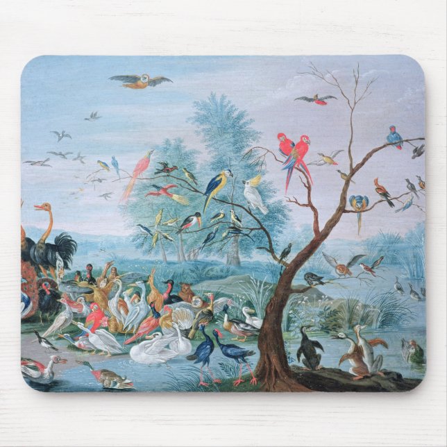 Tropical birds in a landscape mouse mat (Front)