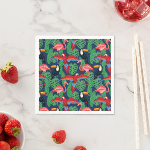 Tropical Birds In Bright Colors Napkin