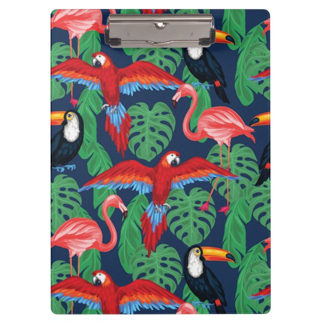 Tropical Birds In Bright Colours Clipboard (Front)