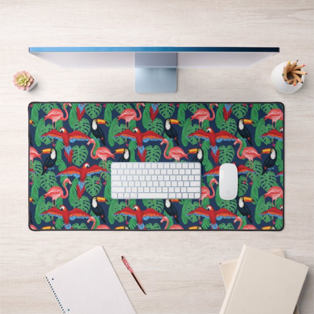 Tropical Birds In Bright Colours Desk Mat (Office 1)