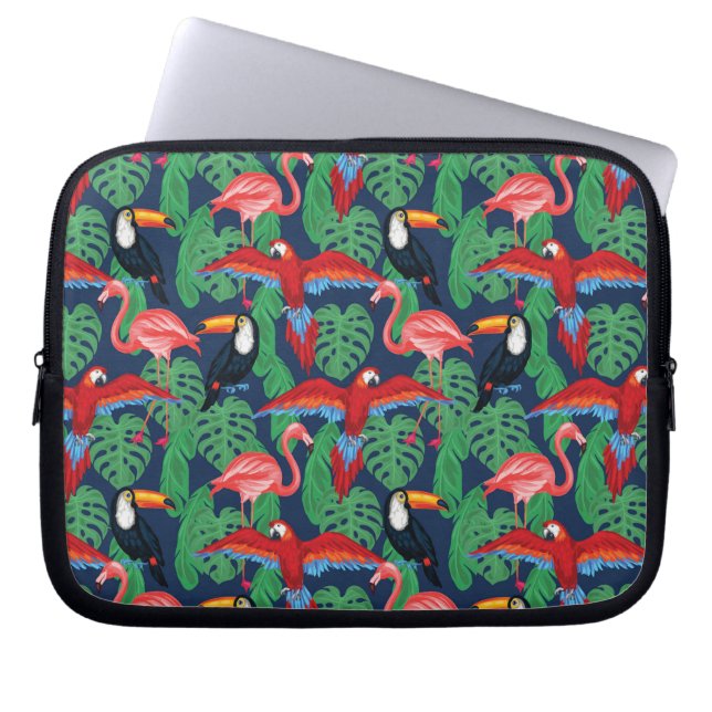Tropical Birds In Bright Colours Laptop Sleeve (Front)