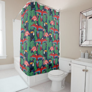 Tropical Birds In Bright Colours Shower Curtain