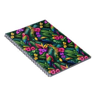 Tropical Birds Jungle Dreams Seamless Surface Patt Notebook