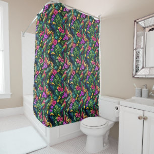 Tropical Birds Jungle Dreams Seamless Surface Patt Shower Curtain