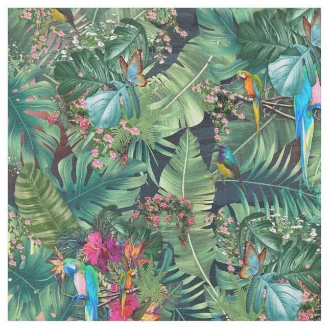 Tropical Birds of Paradise  Fabric (Close Up)