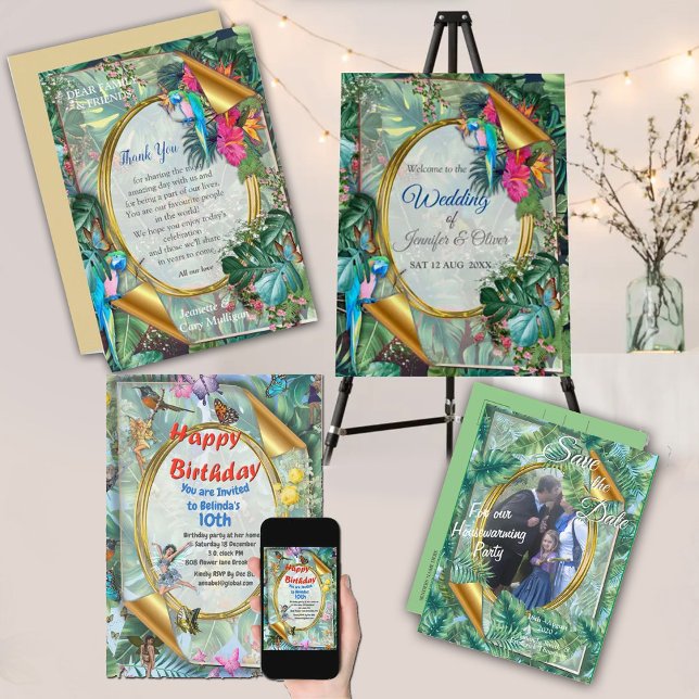 Tropical Birds of Paradise  Invitation (Tropical Birds of Paradise, and fantacy fairy land)