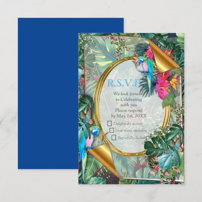 Tropical Birds of Paradise  RSVP Card (Front/Back)