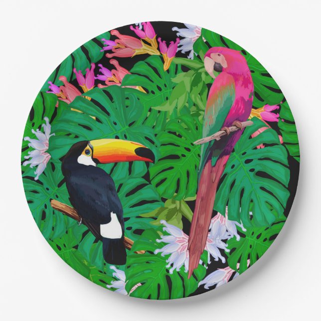 Tropical Birds Paper Plate (Front)