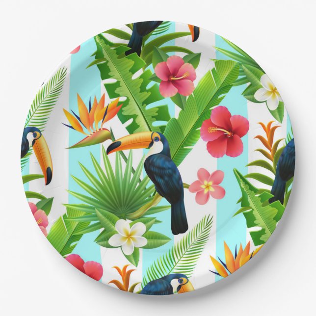 Tropical Birds Paper Plate (Front)