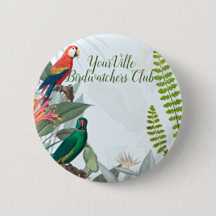 Tropical Birds Parrots & Foliage 6 Cm Round Badge
