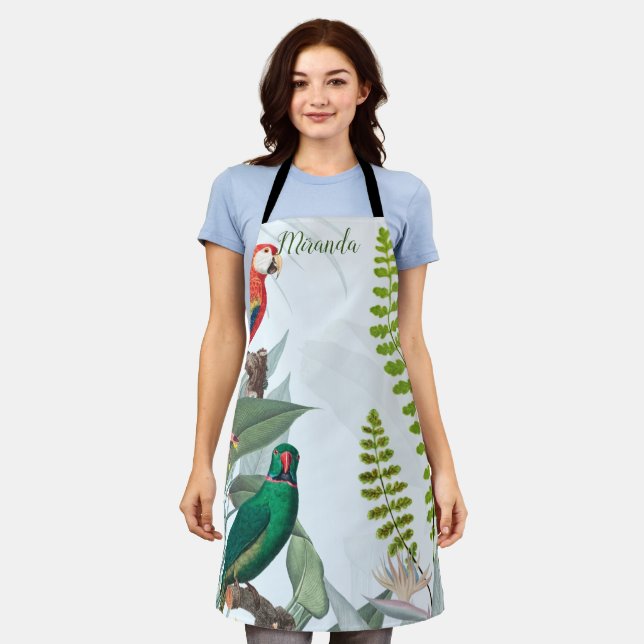 Tropical Birds Parrots & Foliage Apron (Worn)