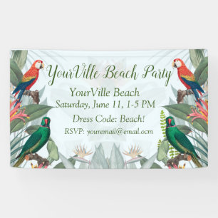 Tropical Birds Parrots & Foliage   Banner