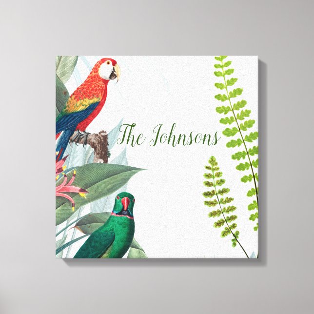 Tropical Birds Parrots & Foliage  Canvas Print (Front)