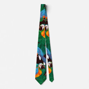 Tropical Birds Pattern Tie