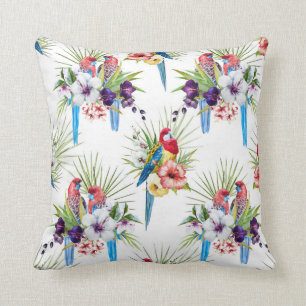 Tropical birds pillow (White)