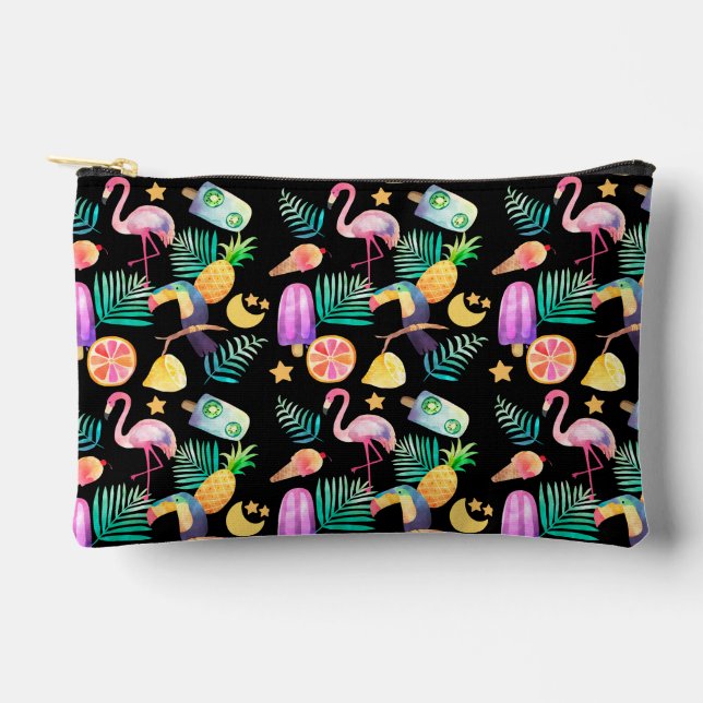 Tropical Birds Pineapple Pattern Accessory Pouch (Front)